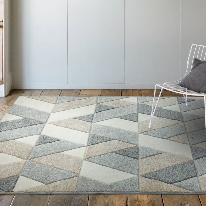 Rug Sketch geometric light grey dark grey beige
