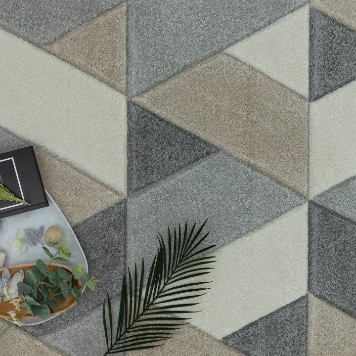 Tappeto Sketch geometrico grigio chiaro e grigio