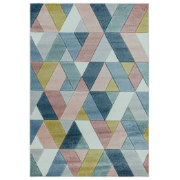 Tappeto Sketch geometrico blu e rosa 120x170 cm