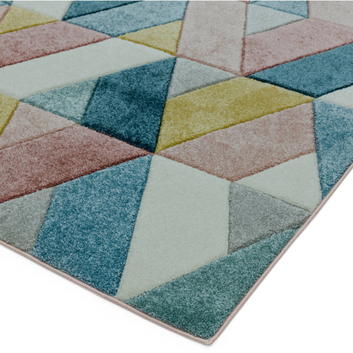 Tappeto Sketch geometrico blu e rosa 120x170 cm