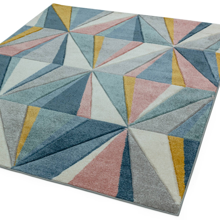 Tappeto Sketch geometrico blu e azzurro 80x150 c