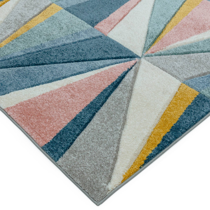 Tappeto Sketch geometrico blu e azzurro 80x150 c