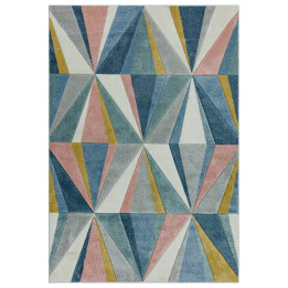 Rug Sketch geometric blue light blue grey beige