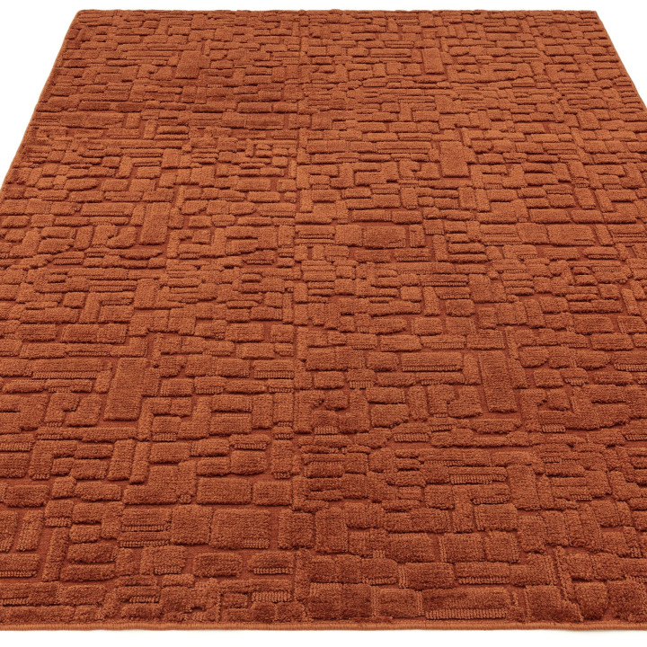 Tappeto Casa astratto mattone e rame 120x170 cm
