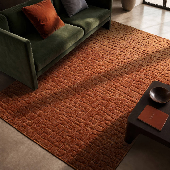 Rug Casa geometric copper brick 200x290 cm