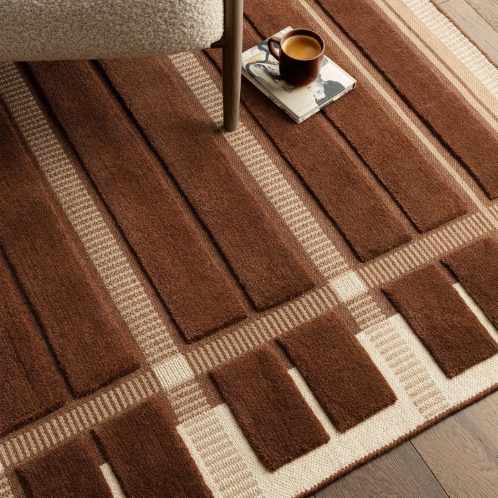 Rug Fable geometric brown beige 120x170 cm