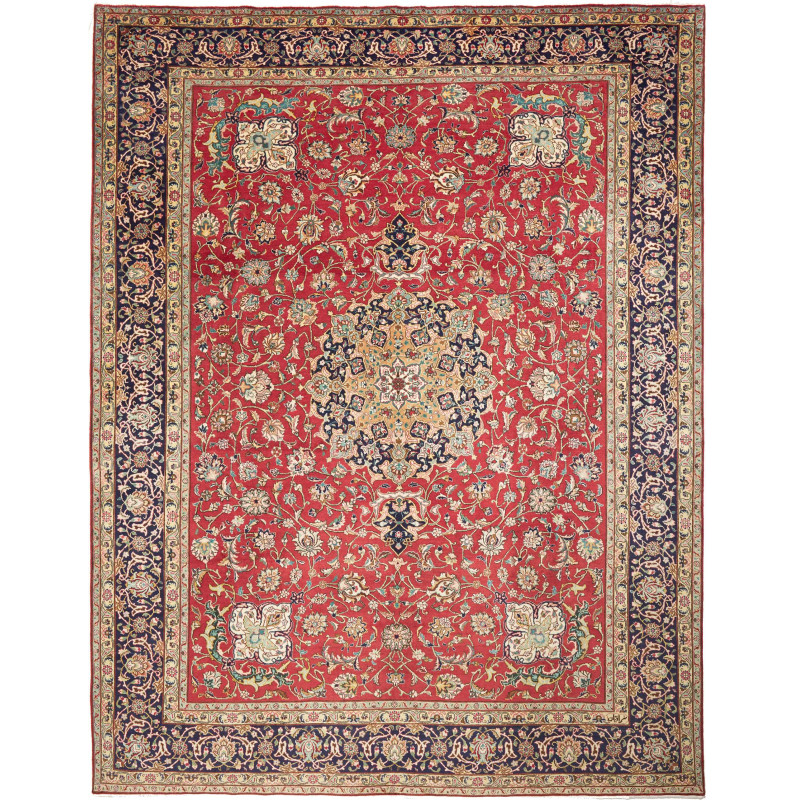 Hand Made Rug Tabriz Persia 305x400 Red Dark Bl