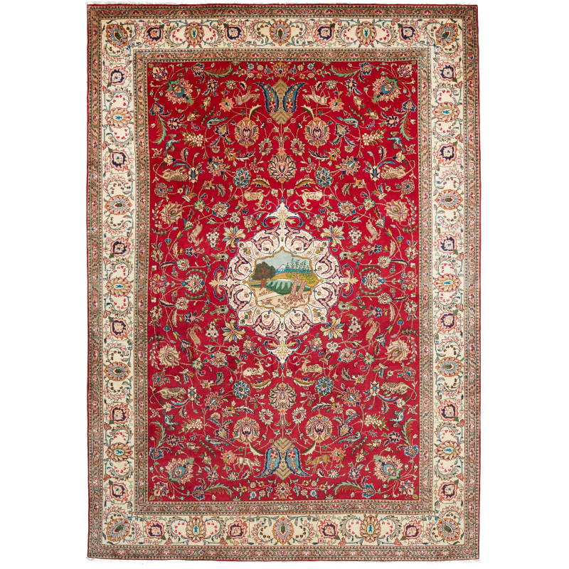 Hand Made Rug Tabriz Persia 242x343 Red Cream