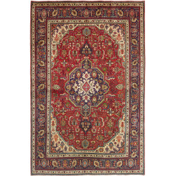 Hand Made Rug Tabriz Persia 200x303 Red Dark Bl