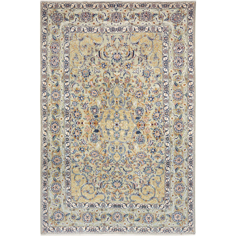 Hand Made Rug Kashan Persia 204x310 Aqua Green