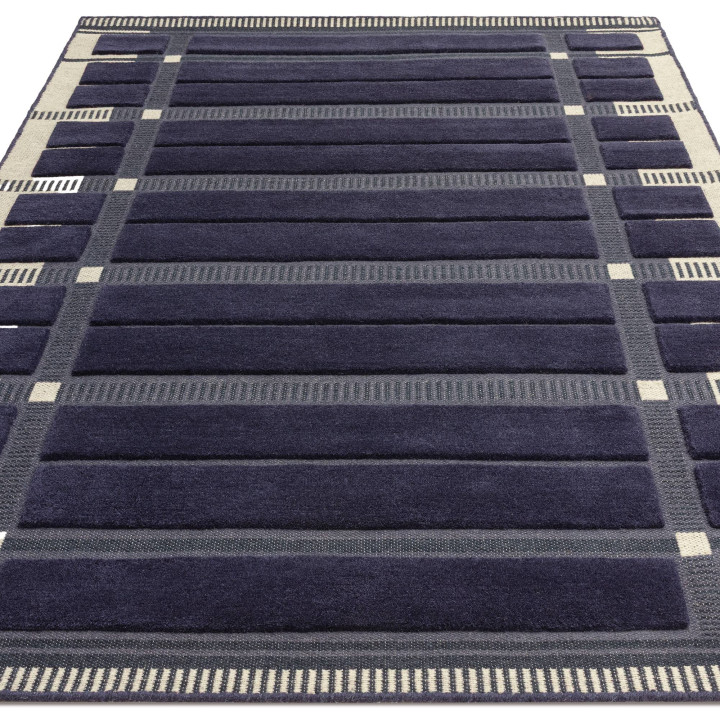 Tappeto Fable geometrico blu scuro e grigio 160x
