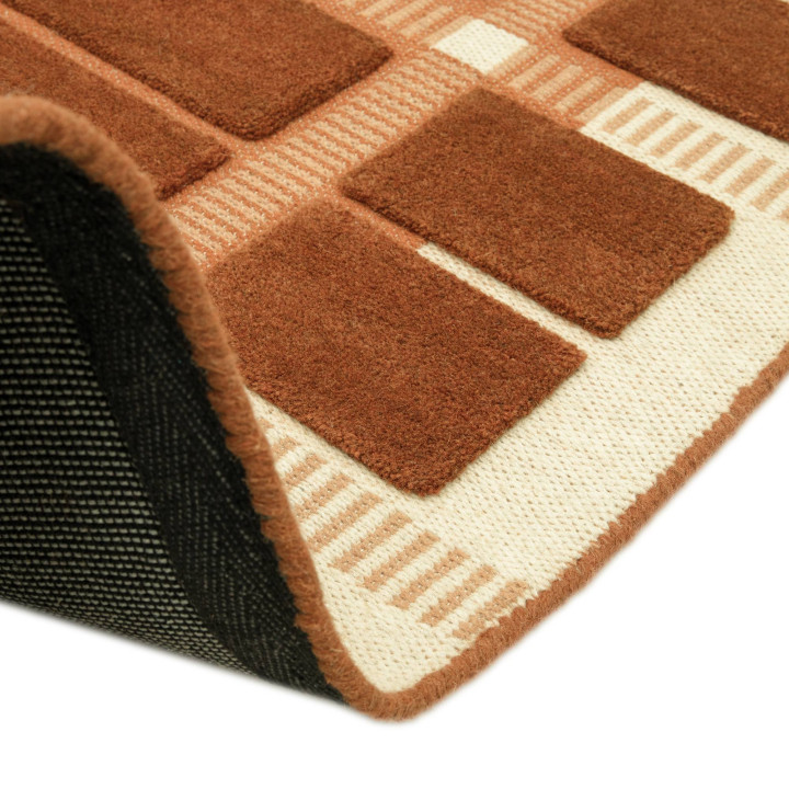Rug Fable geometric copper brick light beige 120