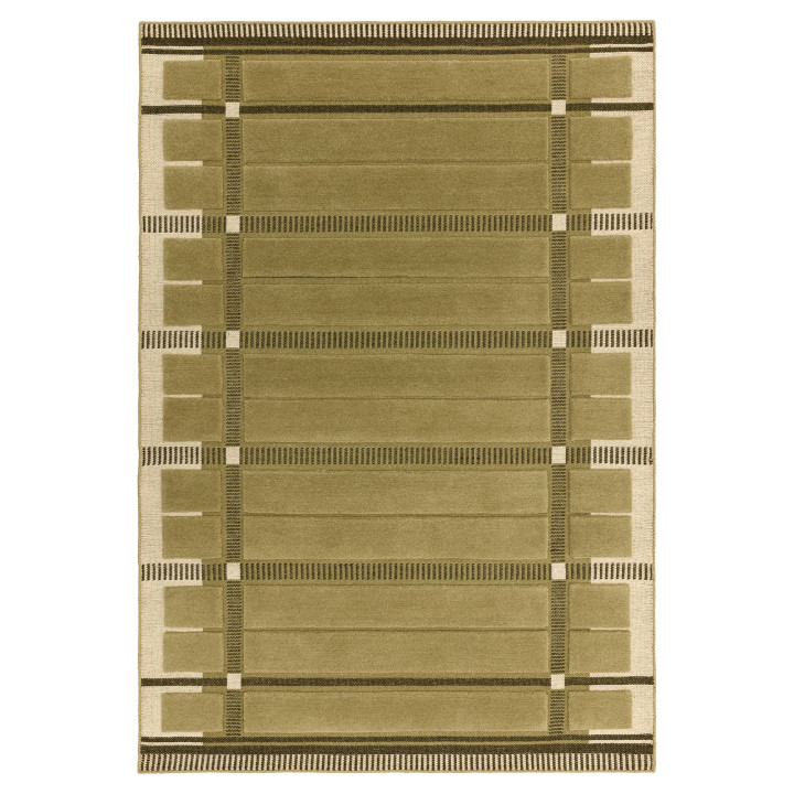 Rug Fable geometric olive green beige dark brown