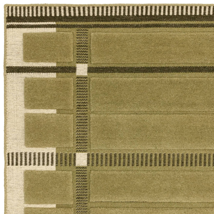 Rug Fable geometric olive green beige dark brown