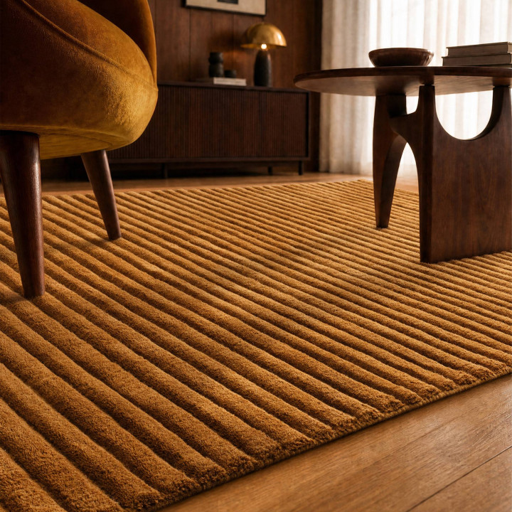 Rug Linie plain copper ochre 200x290 cm