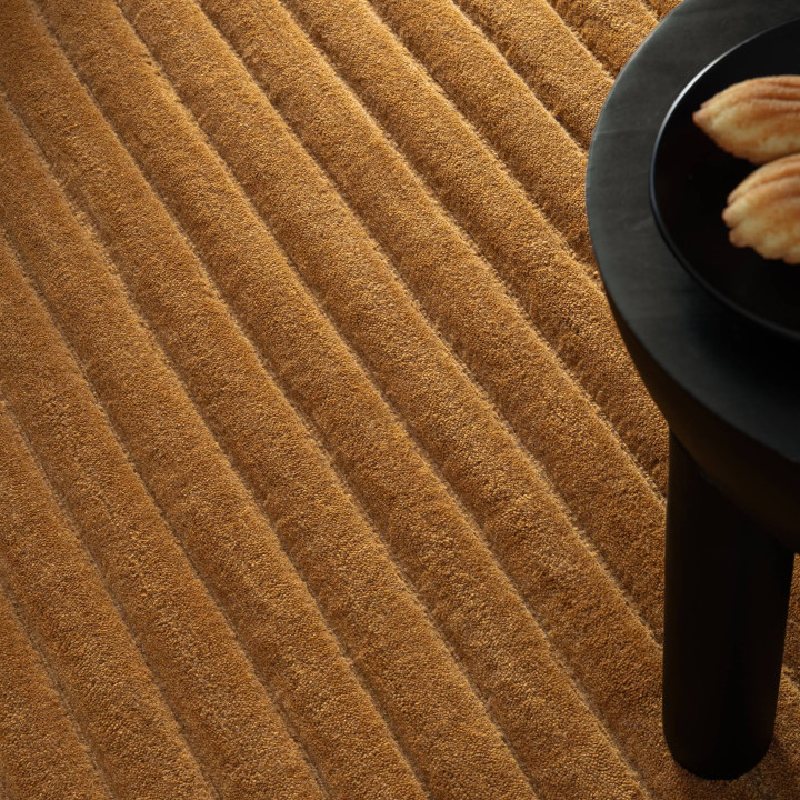 Rug Linie plain copper ochre 200x290 cm