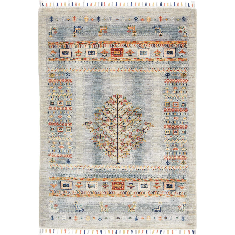 Tappeto Originale Siva Pakistan 104x143 Blu Gri