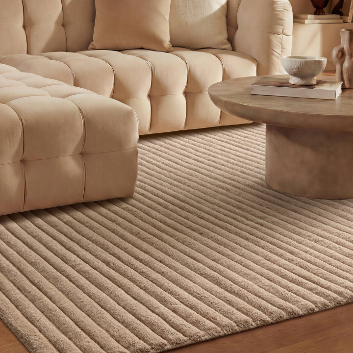 Rug Linie plain beige taupe 120x170 cm