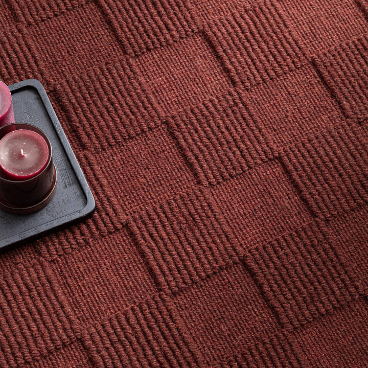 Tappeto Mercer geometrico rosso scuro e bordeaux
