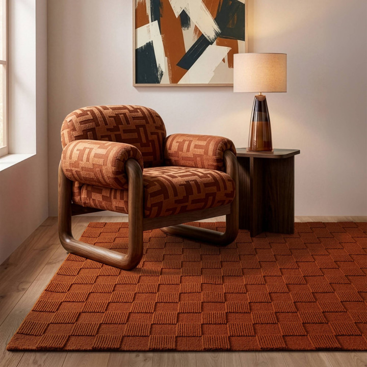 Tappeto Mercer geometrico rame e mattone 160x230
