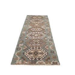 Rug Kilim Afghanistan 88x295 Teal Brown