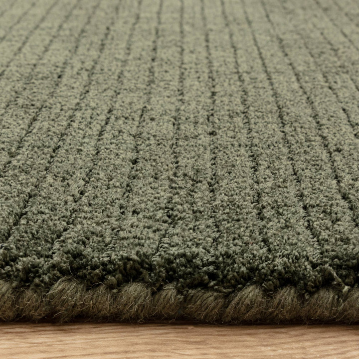Rug Rowan GRS plain dark green olive green 200x2