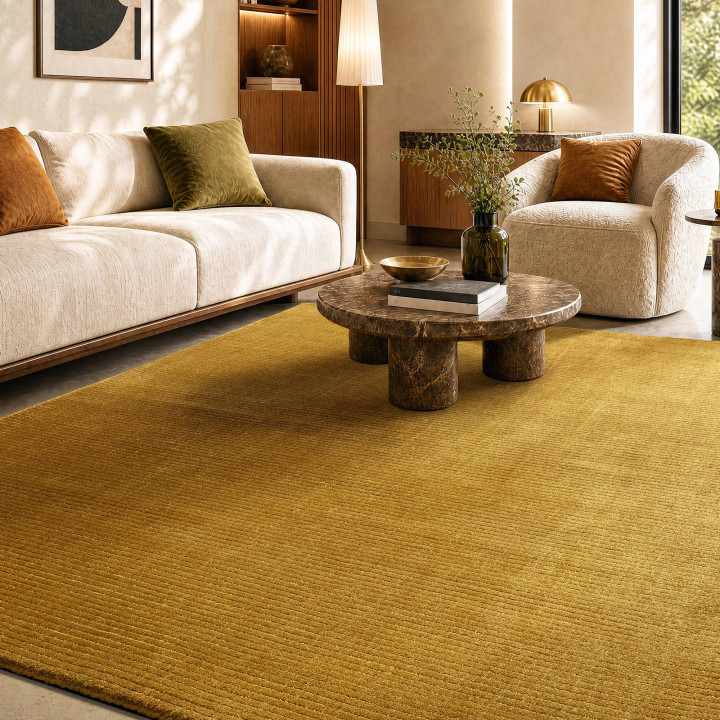 Rug Rowan GRS plain mustard yellow ochre 240x340