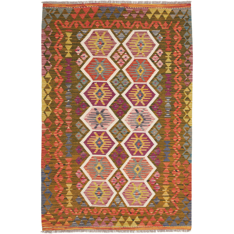Hand Made Rug Kilim Afghanistan 121x185 Olive G