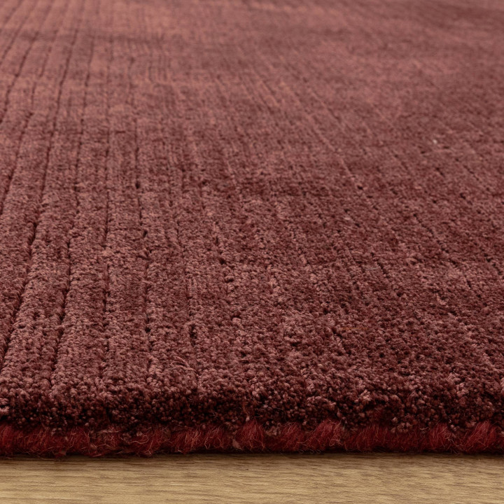 Rug Rowan GRS plain dark red burgundy 240x340 cm