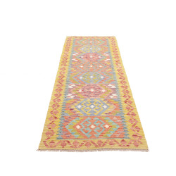 Rug Kilim Afghanistan 80x243 Bright Yellow Blue