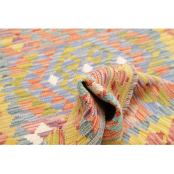 Rug Kilim Afghanistan 80x243 Bright Yellow Blue