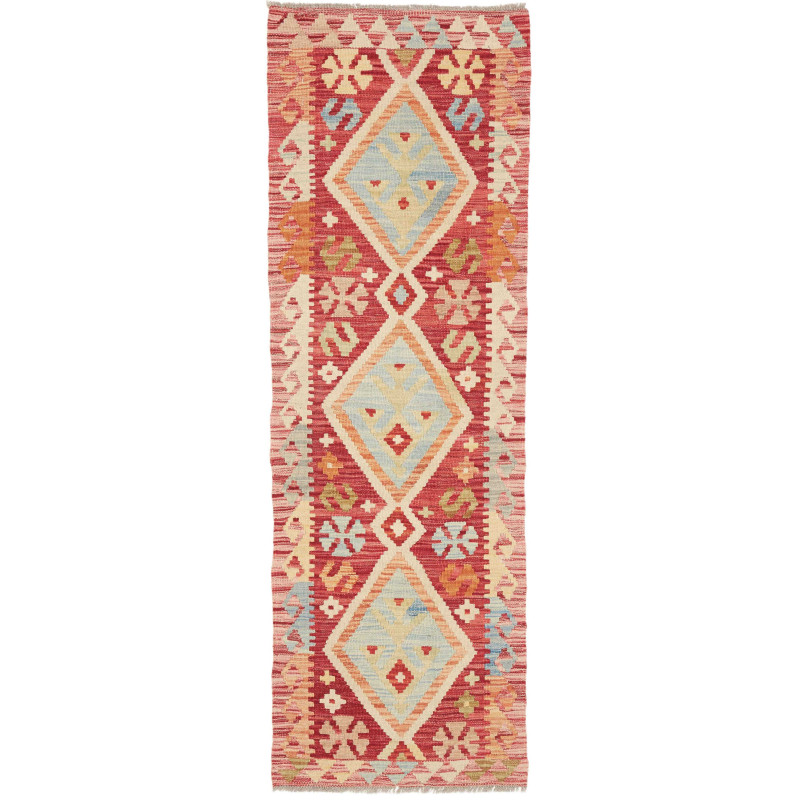 Hand Made Rug Kilim Afghanistan 60x194 Red Beig