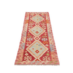 Hand Made Rug Kilim Afghanistan 60x194 Red Beig