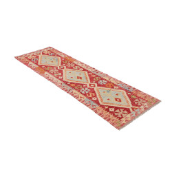 Hand Made Rug Kilim Afghanistan 60x194 Red Beig
