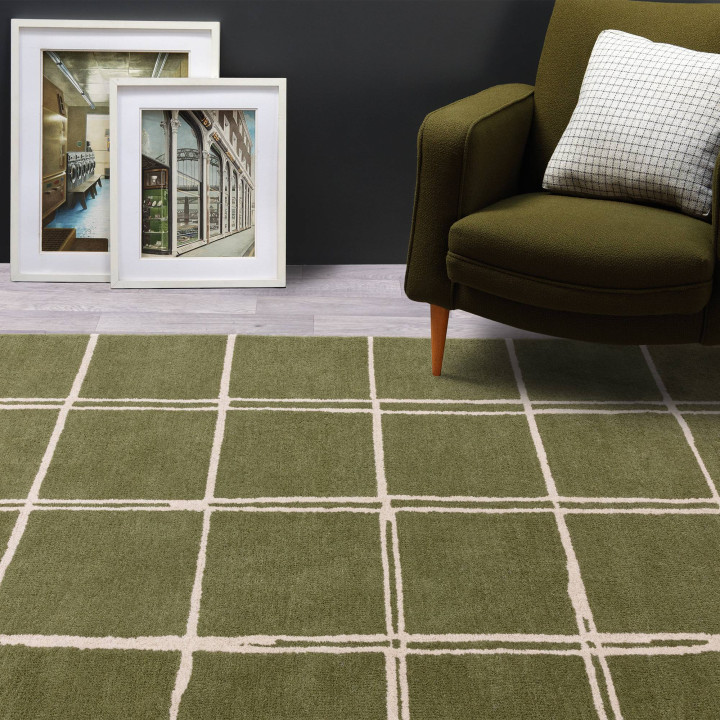 Rug Albany geometric olive green beige 160x230 c