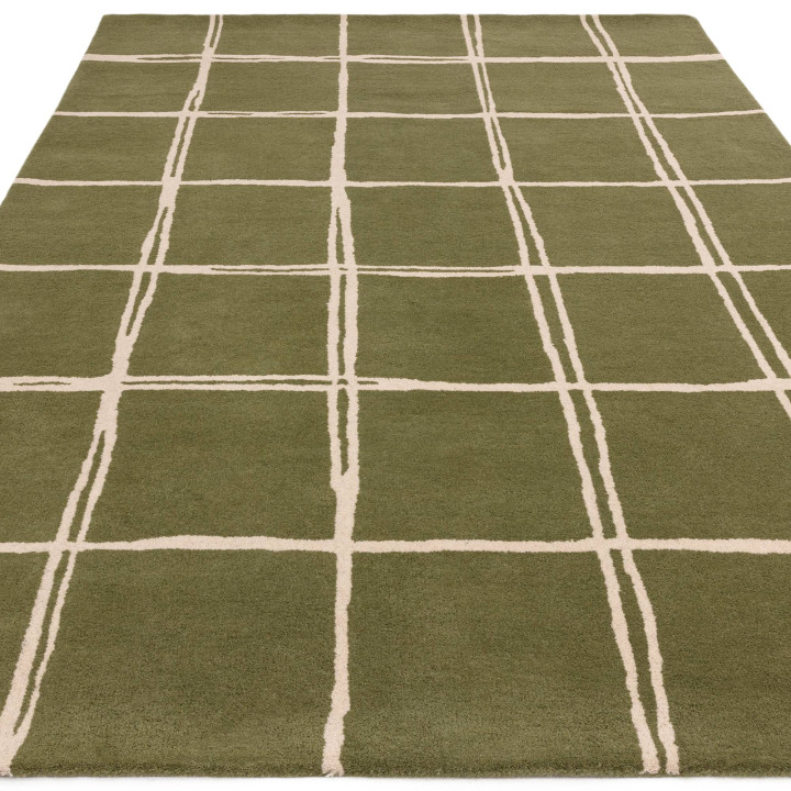 Rug Albany geometric olive green beige 160x230 c