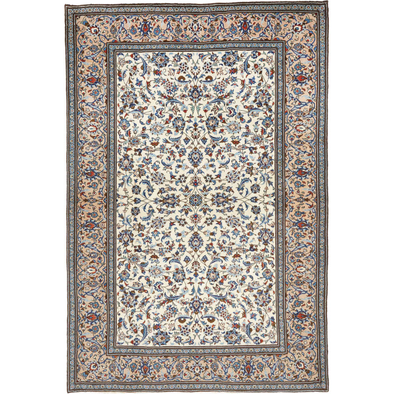 Hand Made Rug Kashan Persia 205x300 Ivory Blue