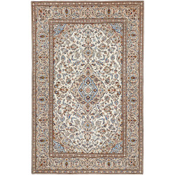 Hand Made Rug Kashan Persia 200x308 Cream Blue