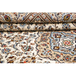 Hand Made Rug Kashan Persia 200x308 Cream Blue
