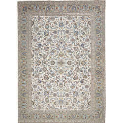 Hand Made Rug Kashan Persia 308x430 Cream Blue