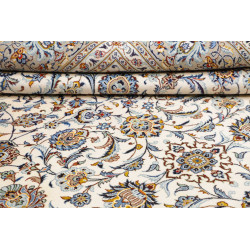 Hand Made Rug Kashan Persia 308x430 Cream Blue