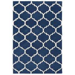 Tappeto Albany geometrico blu scuro e bianco cre