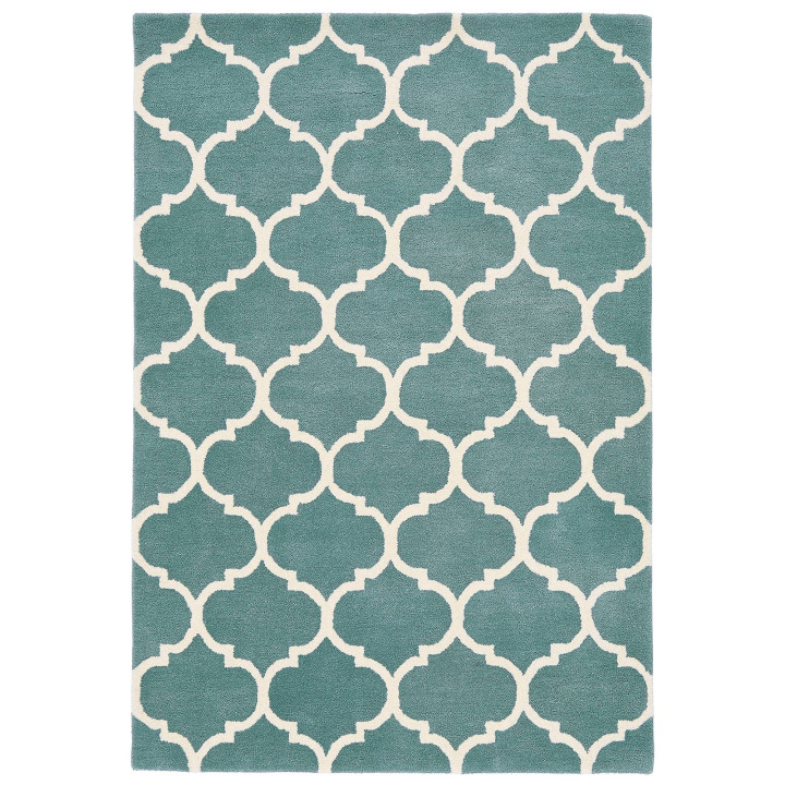 Rug Albany geometric petrol blue ivory 80x150 cm