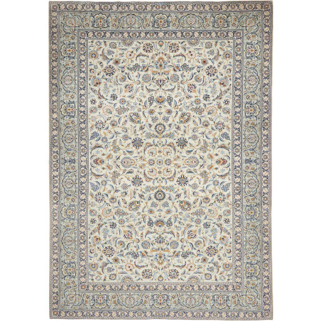 Hand Made Rug Kashan Persia 273x388 Cream Blue