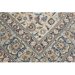 Hand Made Rug Kashan Persia 273x388 Cream Blue