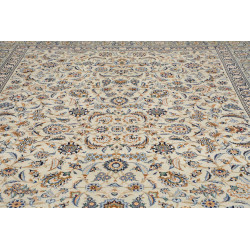 Hand Made Rug Kashan Persia 273x388 Cream Blue
