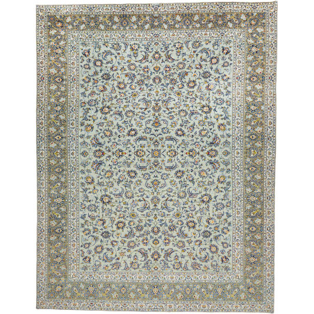 Hand Made Rug Kashan Persia 300x387 Light Blue