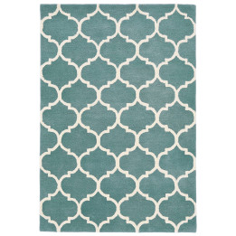 Rug Albany geometric teal blue ivory white 200x2