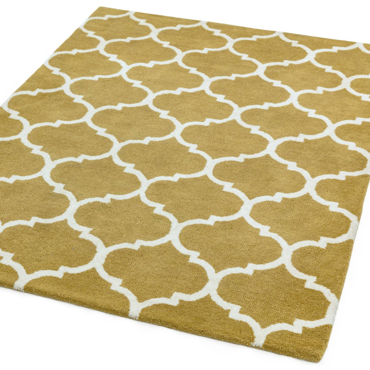 Tappeto Albany geometrico giallo senape e bianco