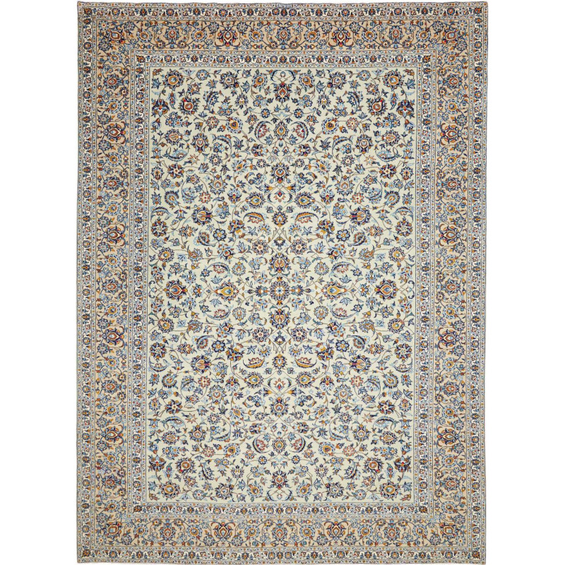Hand Made Rug Kashan Persia 308x416 Cream Blue